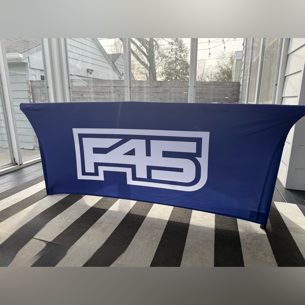 F45 Training Logo Table Skirt / Stretch Table Cover – Blue